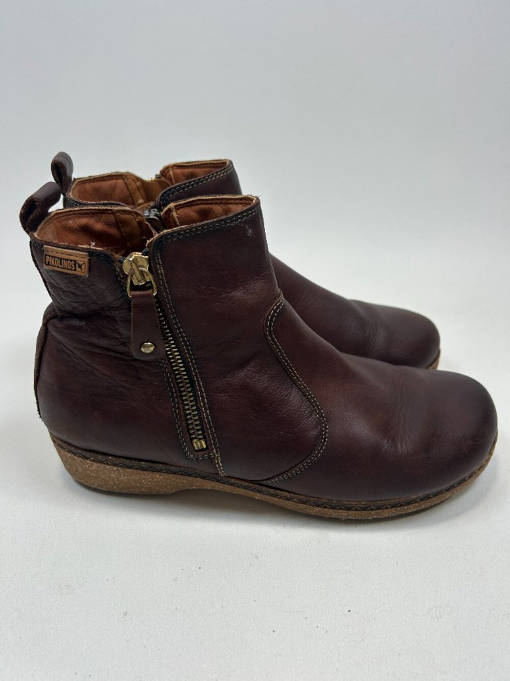 PIKOLINOS Ankle Boots Booties Granada WOW-8988 Leather Dual Zipper Brown EU 40 - Picture 5 of 13